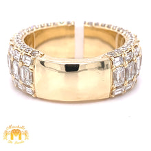 Load image into Gallery viewer, 7.47ct Emerald-cut/Round Diamond and 14k Gold Wedding Band (solid back)