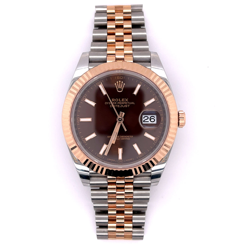 41mm Rolex Datejust 2 Watch with Two-tone Rose Gold Jubilee Band Fluted Bezel (papers, fluted bezel)