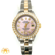 Load image into Gallery viewer, 26mm Ladies’ Rolex Datejust Diamond Watch with Two-tone Oyster Bracelet (custom pink mother of pearl diamond dial)