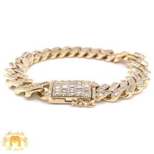 Load image into Gallery viewer, 7.03ct Diamond 14k Yellow Gold 12.5mm Diamond Edge Shaped Cuban Bracelet (solid, baguette diamonds)