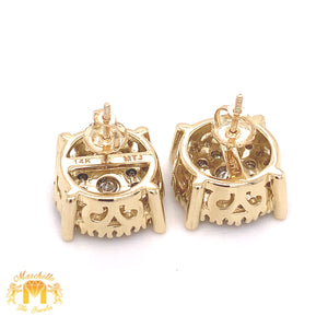 14k Gold 17mm Round Diamond Earrings (illusion setting)