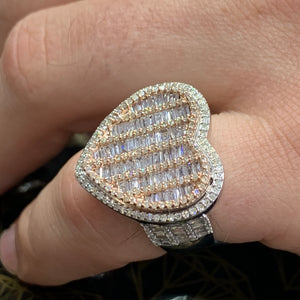 14k Gold 3D Heart Diamond Ring (solid, unisex)