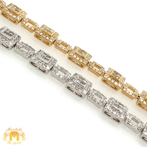 14k Gold Fancy Squares Diamond Bracelet (princesscut diamonds, choose gold color)