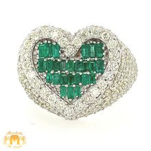 Load image into Gallery viewer, 5.95ct Diamond and Emeralds 14k White Gold 3D Heart Ring