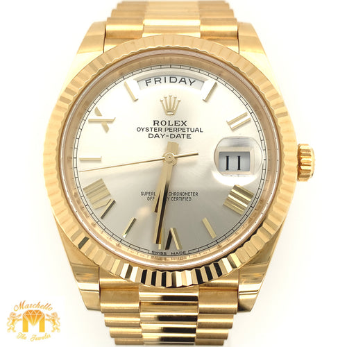 41mm Rolex Day Date II Presidential Watch with Gold Jubilee Bracelet (gold roman numerals, rolex papers)