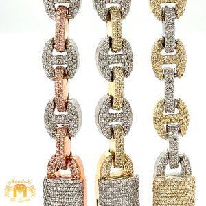5.86ct Diamond and Gold 8.5mm Box Clasp Mariner Link Chain (choose a color)