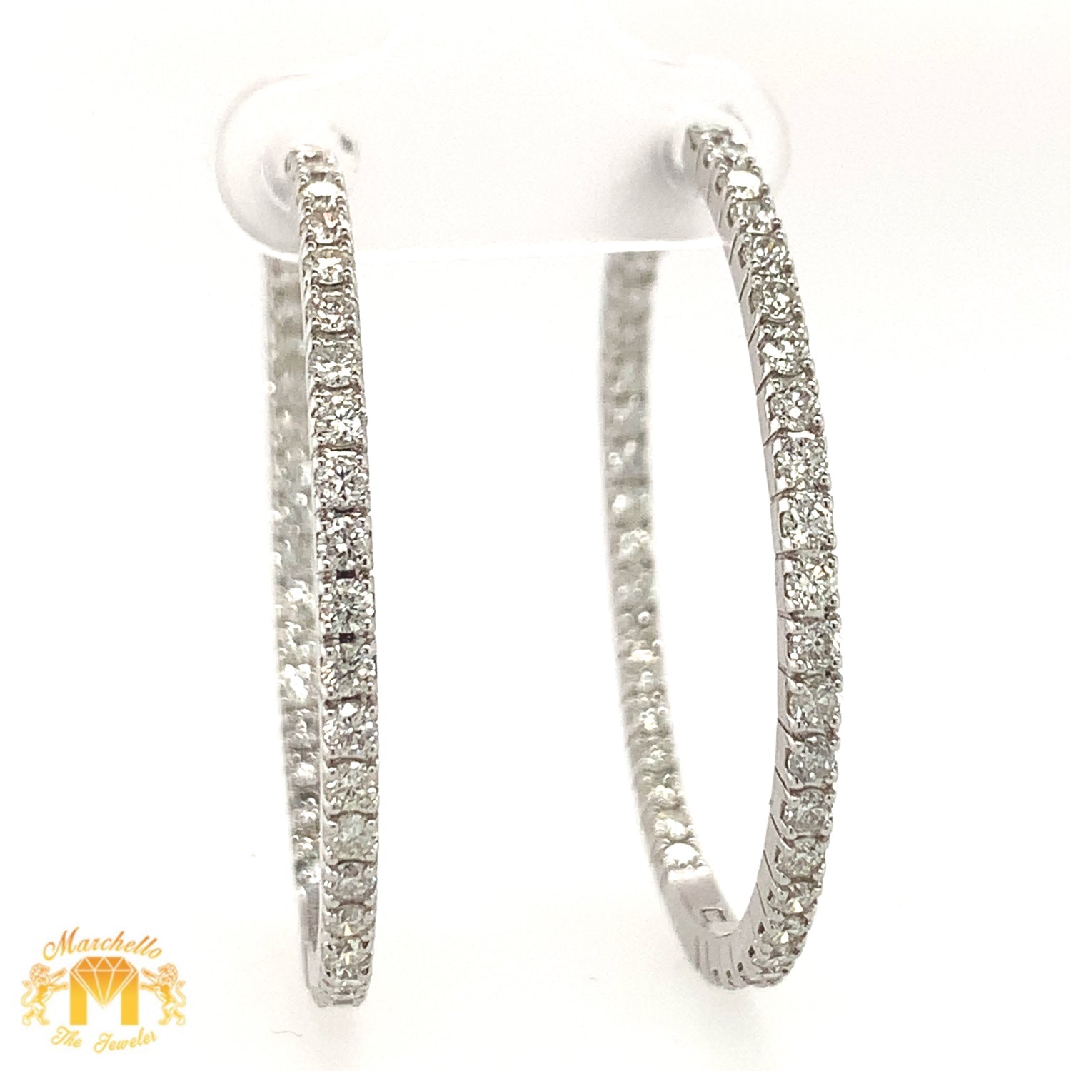 14k Gold Hoop Earrings with round diamonds(choose your color)