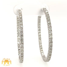 Load image into Gallery viewer, 14k Gold 1.76&quot; Hoop Earrings with round diamonds (choose your color)