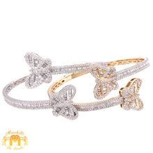 Load image into Gallery viewer, 14k Gold Twin Butterflies Bangle Diamond Bracelet