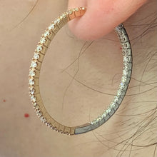Load image into Gallery viewer, 14k Gold Hoop Earrings with round diamonds(choose your color)