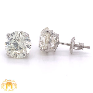 4.08ct Round Solitaire Diamond 14k White Gold Stud Earrings