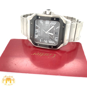 40mm Santos de Cartier Stainless Steel Watch (gray dial, papers)