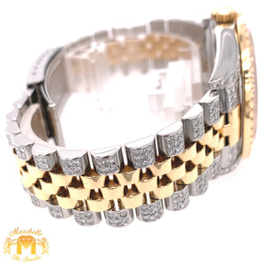 36mm Stainless Steel Rolex Datejust Watch with Two-tone Jubilee Bracelet (quick-set, custom diamond dial)
