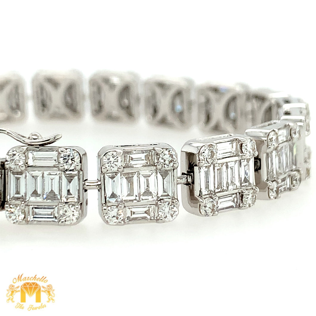 8.65ct Diamond 18k White Gold Square Link Bracelet (large VVS baguettes, available in two sizes)