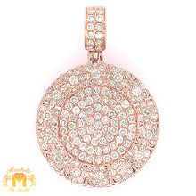 Load image into Gallery viewer, 3.76ct Circle Pendant 3D 14k Yellow Gold Round Diamond and Gold Cuban Chain Set