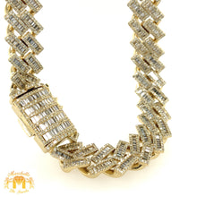 Load image into Gallery viewer, 14k Gold 12.2mm Diamond Edge Shaped Cuban Link Diamond Chain