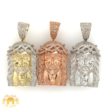 Load image into Gallery viewer, Gold and Diamond Jesus Face Diamond Pendant, 2mm Ice Link Chain (choose your color)