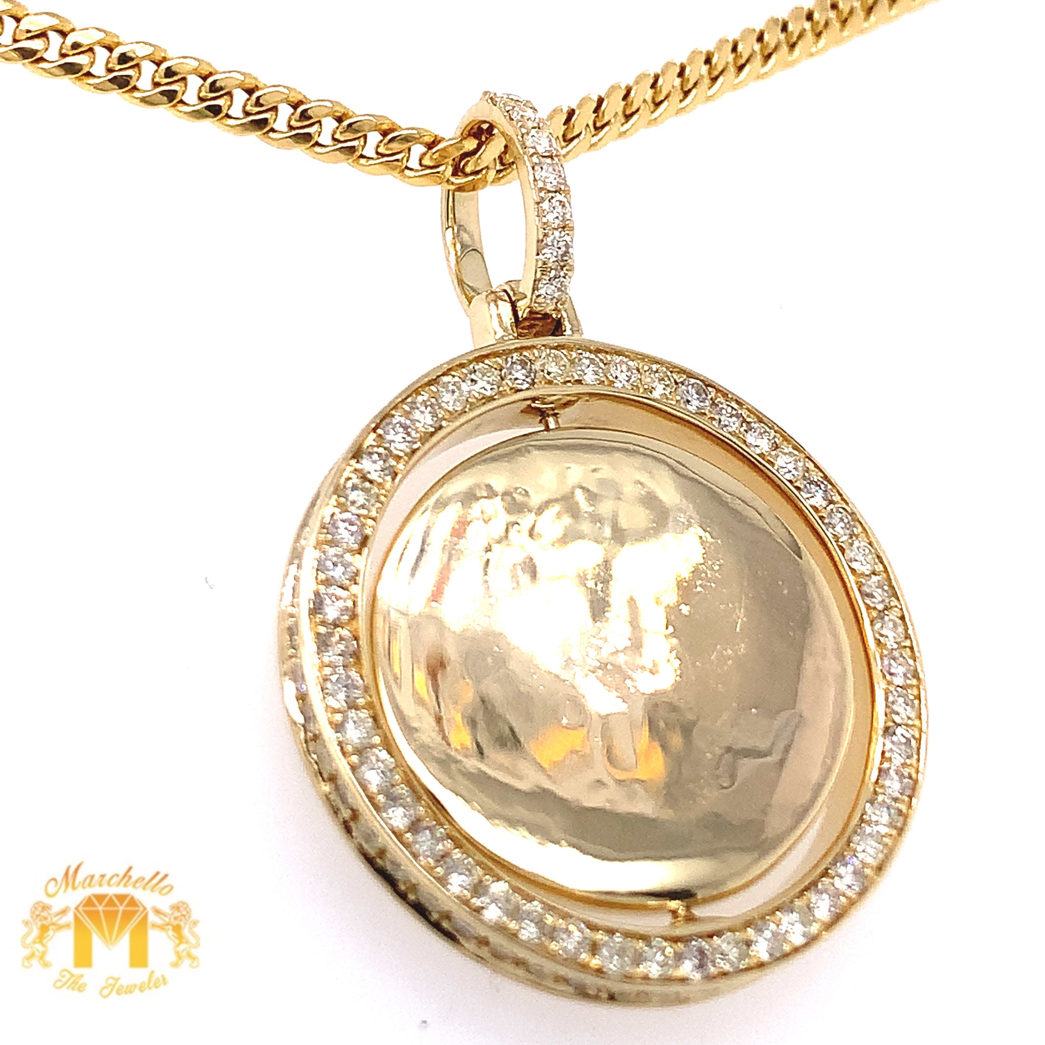 Frederic Sage Diamond Cluster Spinning Circle Pendant Necklace in Yellow  Gold | P3370-4-YW | Borsheims