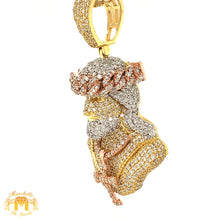 Load image into Gallery viewer, Tri-color Gold Jesus Face Diamond Pendant and 14k Gold Tennis Chain Set
