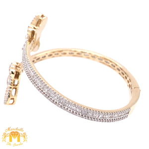 14k Gold Twin Butterflies Bangle Diamond Bracelet