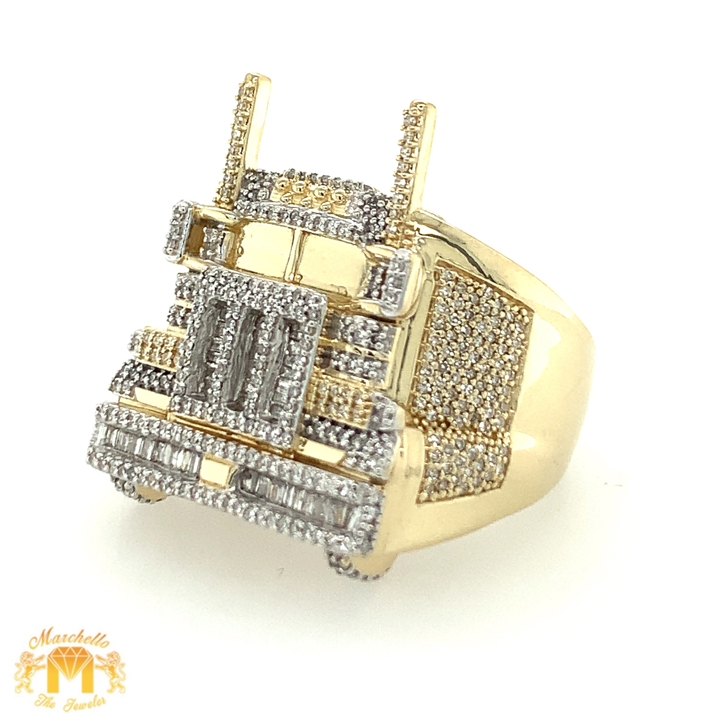 Gold Truck Ring with baguette and round diamonds – Marchello The Jeweler