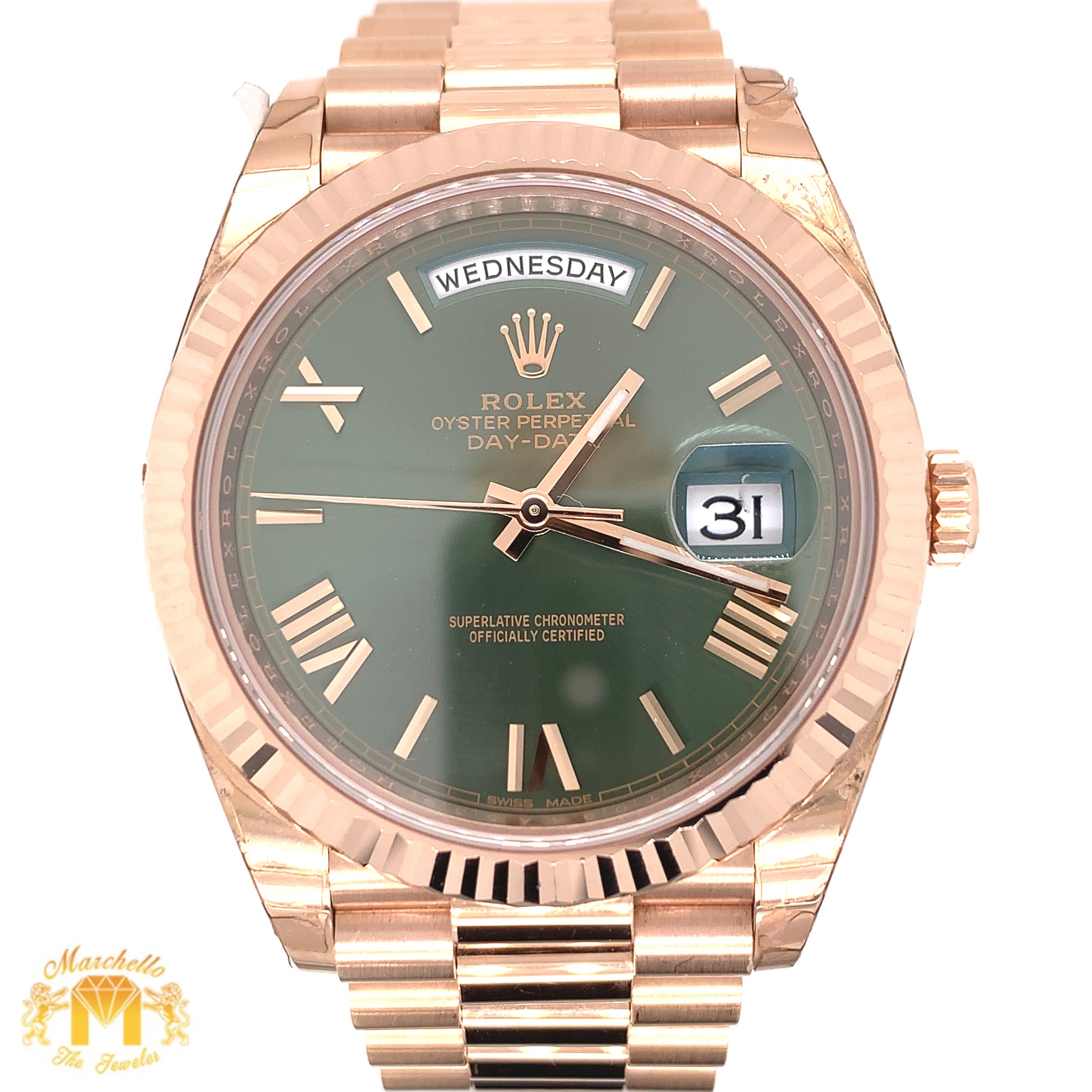 ROLEX LADIES OYSTER PERPETUAL FACTORY DIAMOND DIAL 18K GOLD WATCH + 1CT  BEZEL