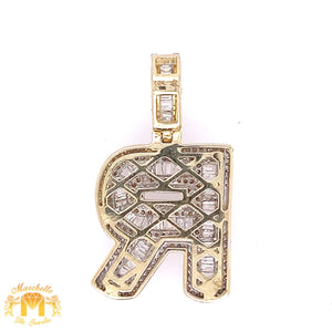 Gold and Diamond 3D Initial Pendant and Tennis Chain Necklace (choose your letter)