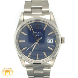 34mm Rolex Date Watch with Stainless Steel Oyster Bracelet (smooth bezel)