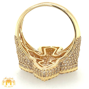 Yellow Gold and Diamond Cross Ring (3D)