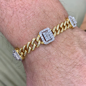 5ct Diamond and Two-tone Gold 11mm Miami Cuban Squares Bracelet
