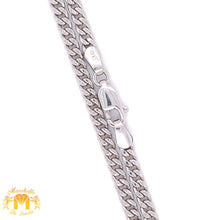 Load image into Gallery viewer, 14k White Gold Large Evil Eye Pendant with Emerald-Cut and Round Diamonds &amp; White Gold Cuban Link Chain Set