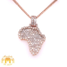 Load image into Gallery viewer, 14k Gold Africa Diamond Pendant and Gold Cuban Link Chain Set (Solid Back)