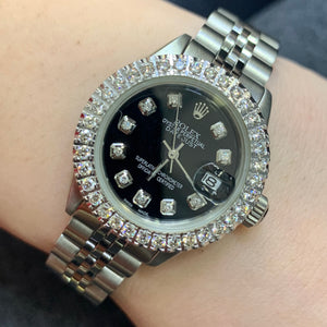 26mm Ladies’ Rolex Datejust Diamond Watch with S/Steel Jubilee Bracelet (black dial)
