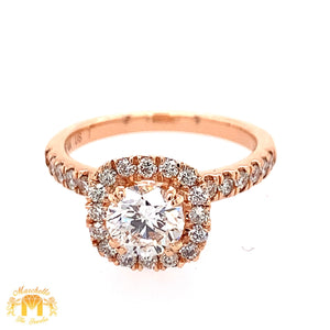 14k Rose Gold Engagement Ring with round Diamond (1ct center stonesquare halo)