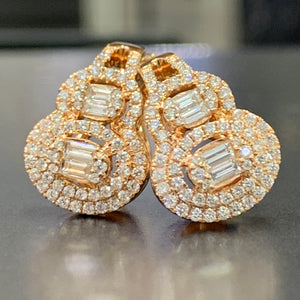 18k White Gold Ladies' Clip-on Earrings with Baguette & Round Diamond (VS diamonds)