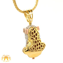 Load image into Gallery viewer, Tri-color Gold Jesus Face Diamond Pendant and 14k Gold Tennis Chain Set