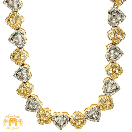 6.53ct Diamond and Two-tone Gold 6mm Fancy Hearts Necklace