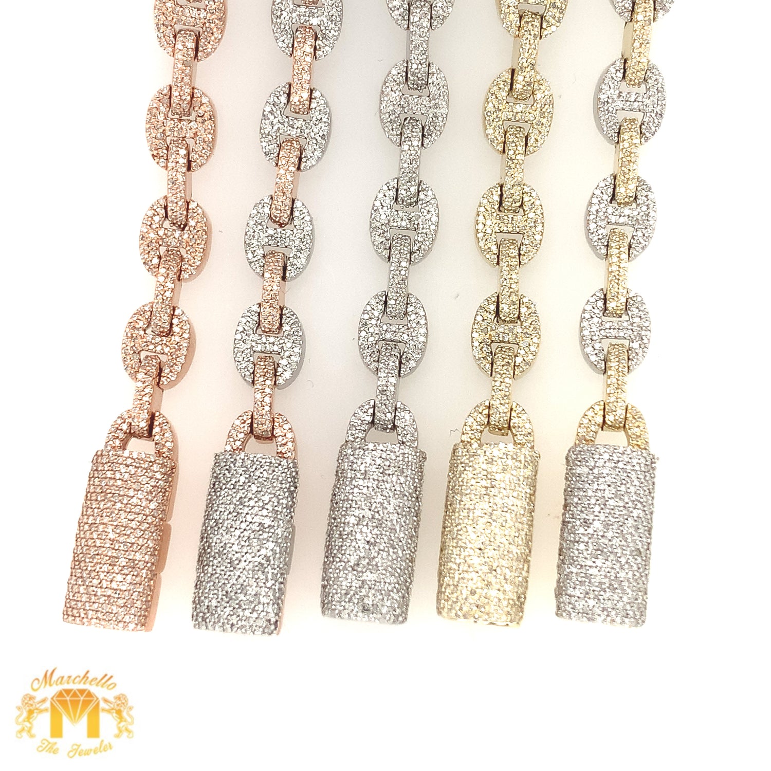 Gold and Diamond 8.5mm Box Clasp Mariner Link Bracelet with Round Diamond(choose a color)