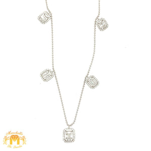 VVS/vs high clarity diamonds set in a 18k White Gold 5 Squares Ladies' Diamond Necklace (VVS baguettes)