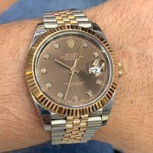 Load image into Gallery viewer, 41mm Rolex Datejust 2 Watch with Two-tone Rose Gold Jubilee Band (fluted bezel, chocolate dial)