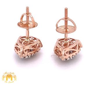 14k Gold Pear-shaped Round Diamond  Earrings