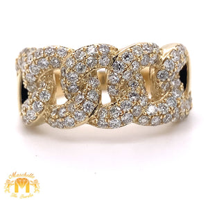 14k Gold Diamond Cuban Link Ring (2 rows)