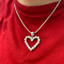 Load image into Gallery viewer, 14k Gold Heart Diamond Pendant, 10k Gold 2mm Ice Link Chain (choose your color)
