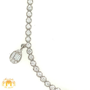 VVS/vs high clarity diamonds set in a 18k White Gold Adjustable Length Charm Anklet / Choker Necklace (VVS diamonds, Tear drop Charms)