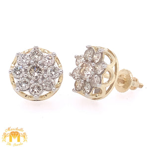 Gold and Diamond Flower Earrings (4 sizes)