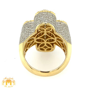 Yellow Gold and Diamond Cross Ring with round diamond (3D)