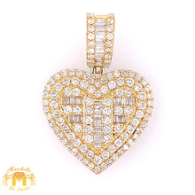 Load image into Gallery viewer, 14k Yellow Gold Heart Diamond Pendant, Gold Cuban Link Chain