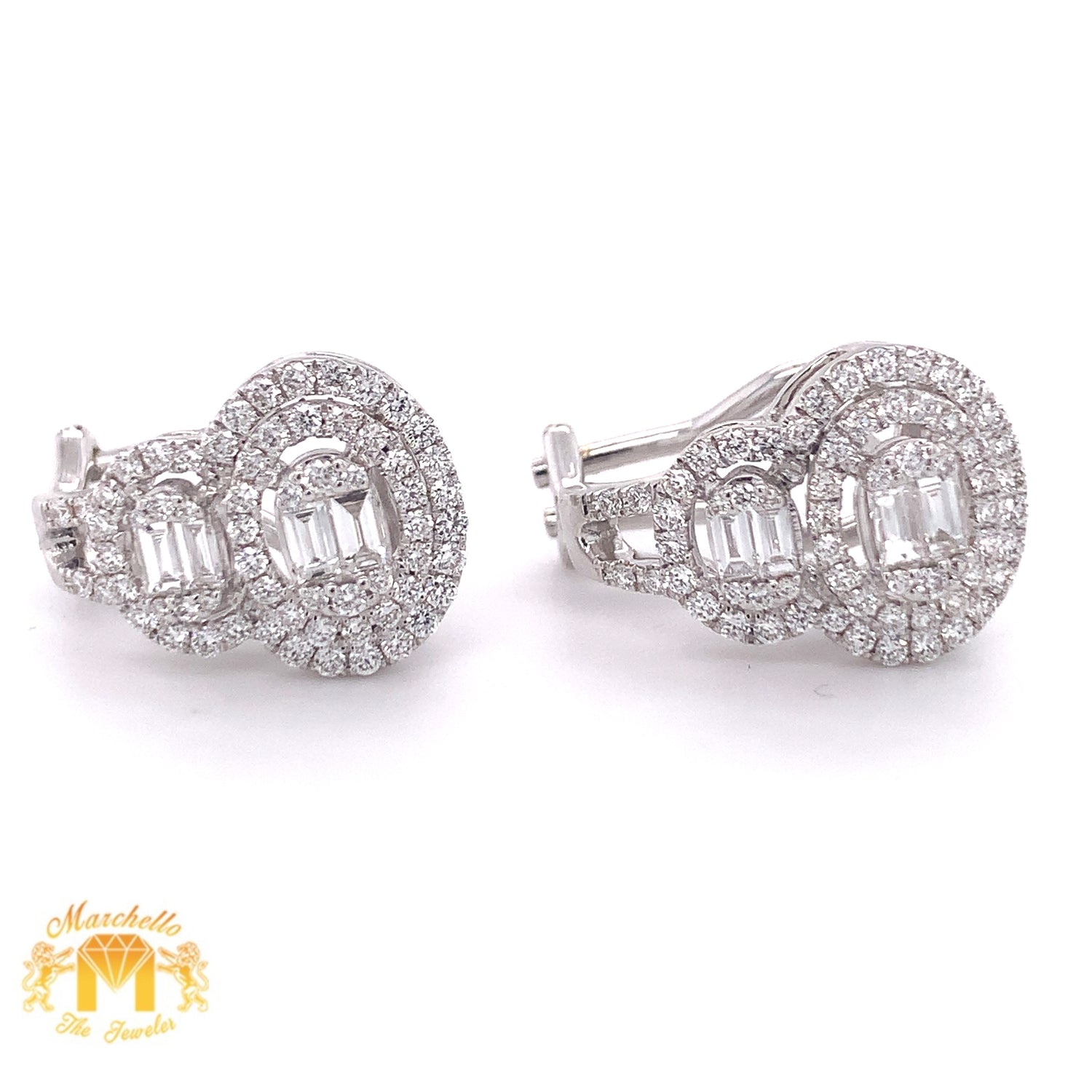 18k White Gold Ladies' Clip-on Earrings with Baguette & Round Diamond (VS diamonds)
