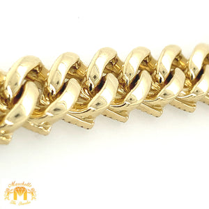 14k Gold 12.2mm Diamond Edge Shaped Cuban Link Diamond Chain
