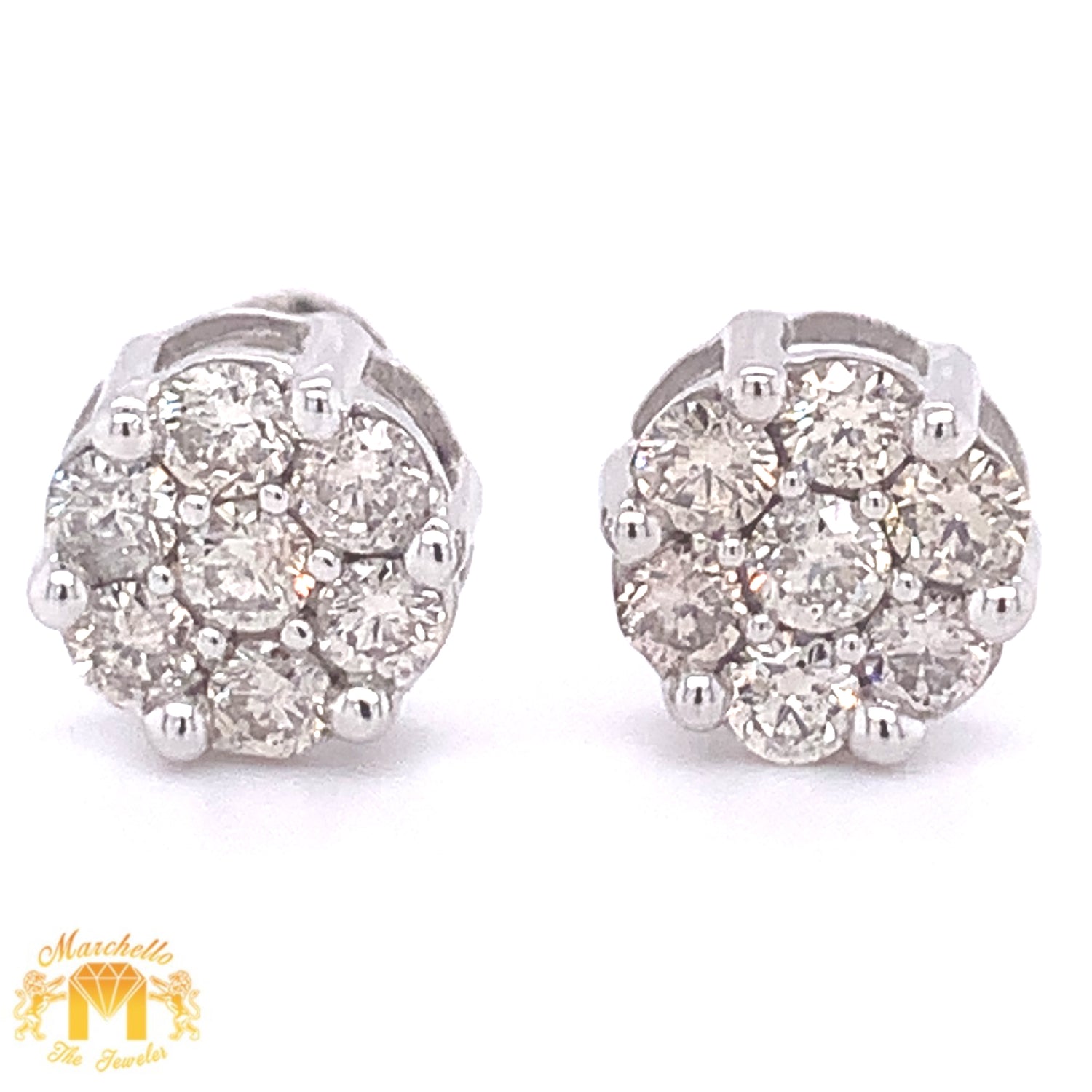 Gold and Diamond Flower Earrings